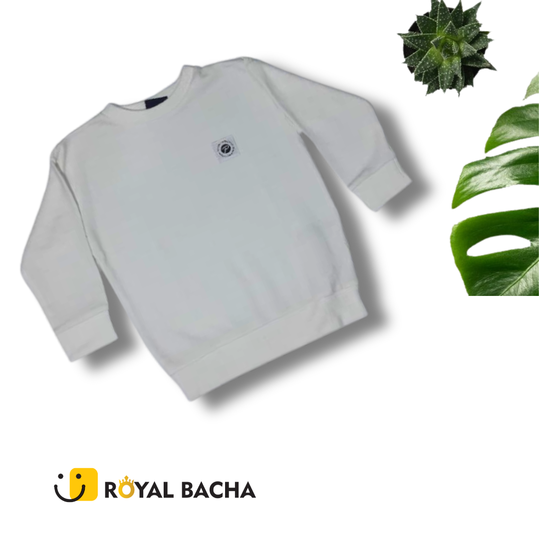 White Minimal Logo Crewneck Sweatshirt