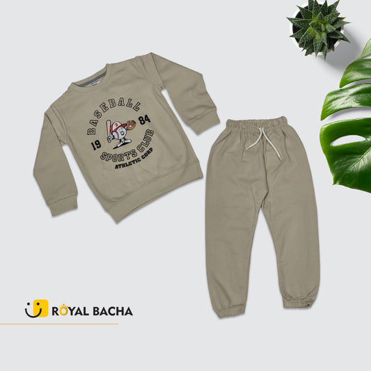 Baseball Sports Club Print Kids Sweatshirt & Trouser Set