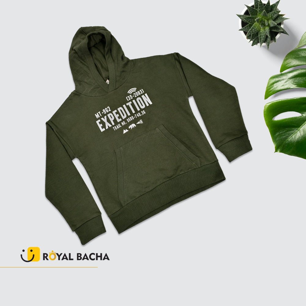 Expedition Print Olive Green Hoodie with kangaroo Pocket